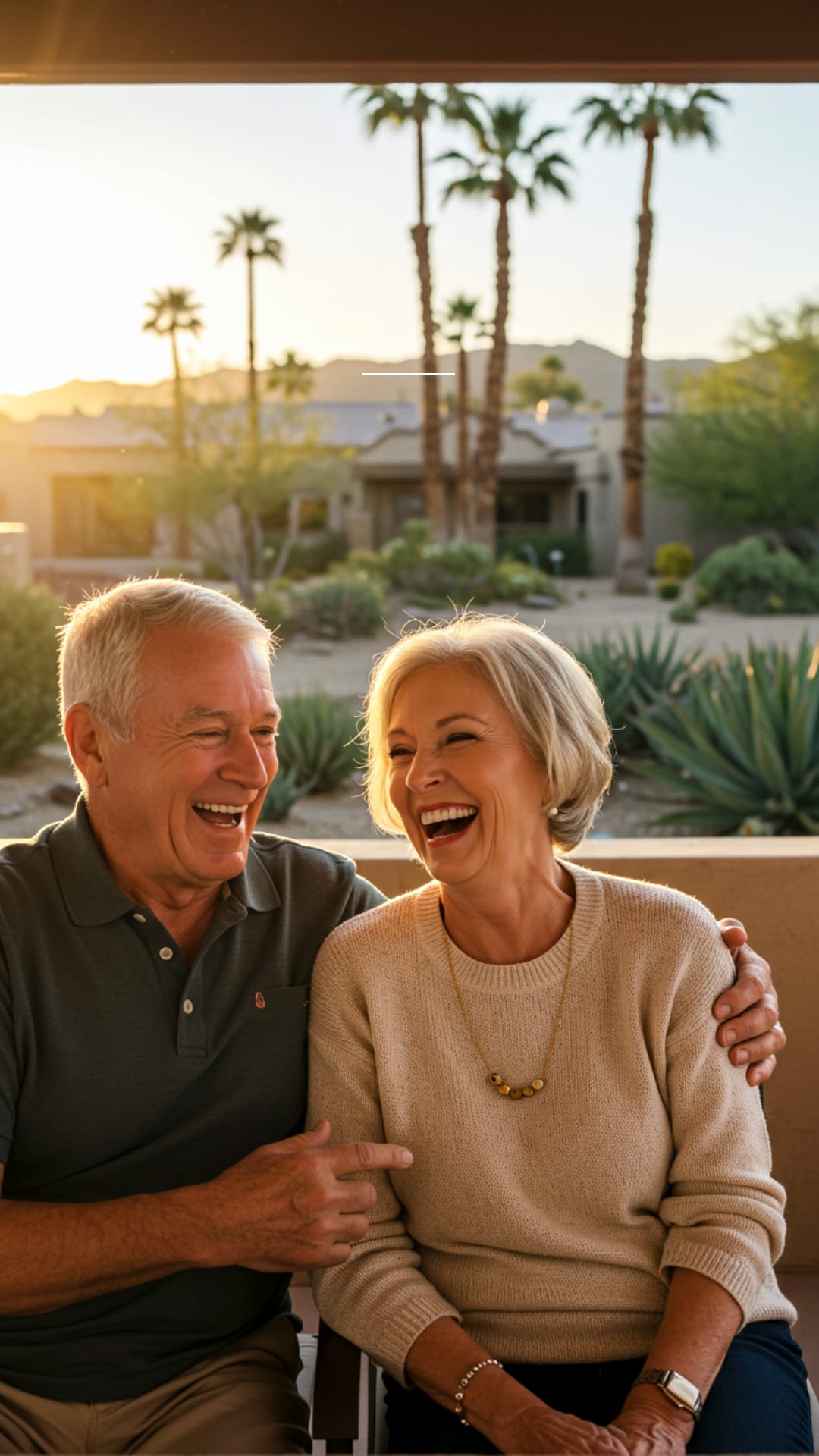 Couple relaxing on patio in Sun City, Arizona